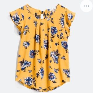 Yellow Cap Sleeve Floral Blouse